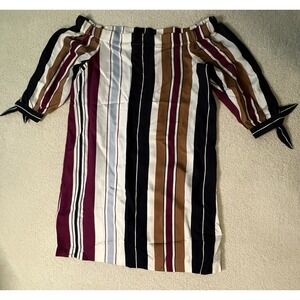 Ann Taylor LOFT Top Womens Small Petite Pink Navy Orange Stripe Colorful NWT